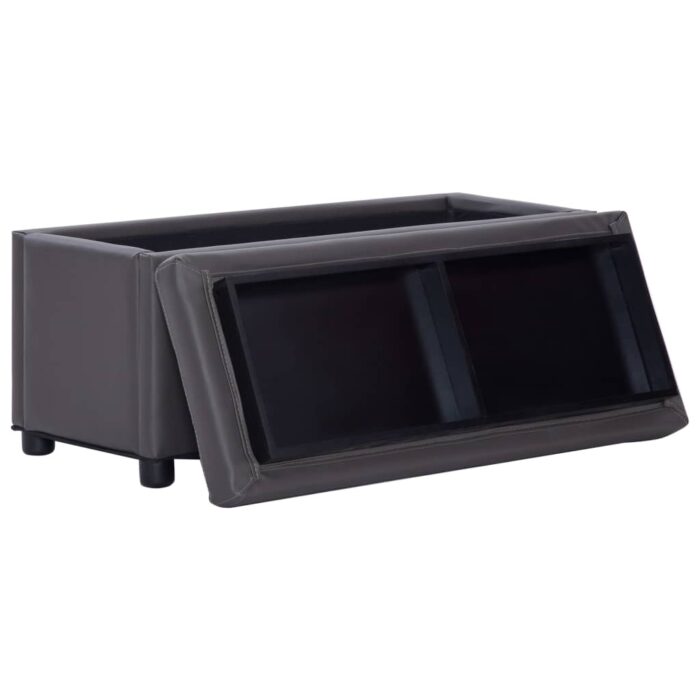 Pouf de rangement 87,5 cm Gris Similicuir – Image 4