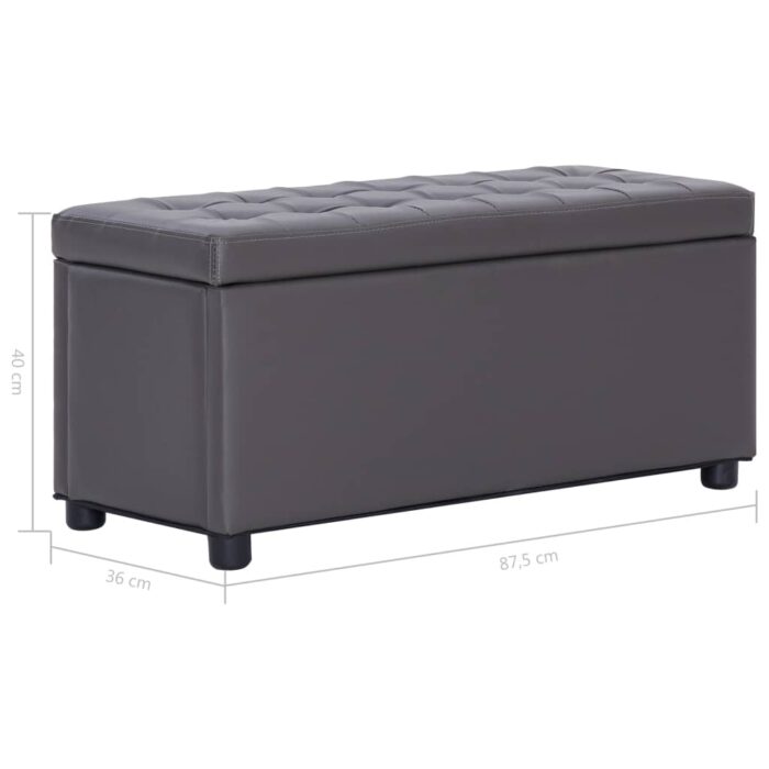 Pouf de rangement 87,5 cm Gris Similicuir – Image 5