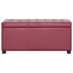 Pouf de rangement 87,5 cm Rouge bordeaux Similicuir – Image 2