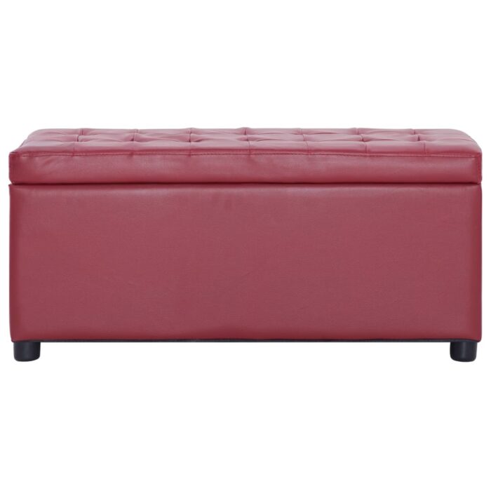Pouf de rangement 87,5 cm Rouge bordeaux Similicuir – Image 2