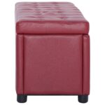 Pouf de rangement 87,5 cm Rouge bordeaux Similicuir – Image 3