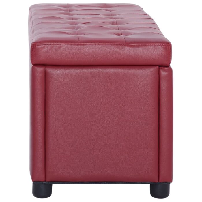 Pouf de rangement 87,5 cm Rouge bordeaux Similicuir – Image 3