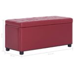Pouf de rangement 87,5 cm Rouge bordeaux Similicuir – Image 5