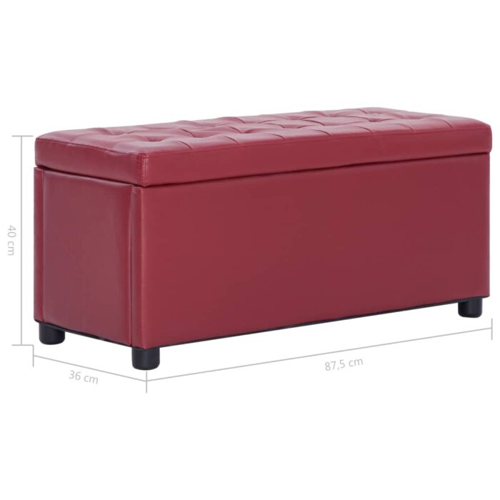 Pouf de rangement 87,5 cm Rouge bordeaux Similicuir – Image 5
