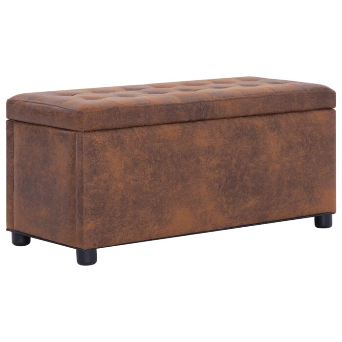 Pouf de rangement 87,5 cm Marron Similicuir daim – Image 1
