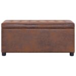 Pouf de rangement 87,5 cm Marron Similicuir daim – Image 2