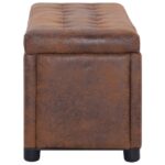 Pouf de rangement 87,5 cm Marron Similicuir daim – Image 3