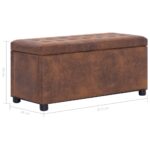 Pouf de rangement 87,5 cm Marron Similicuir daim – Image 5