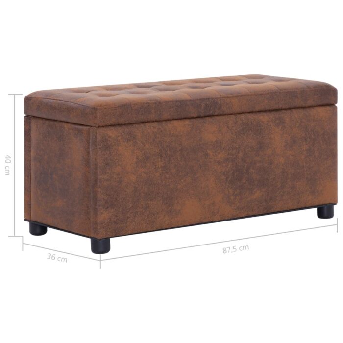Pouf de rangement 87,5 cm Marron Similicuir daim – Image 5