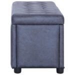 Pouf de rangement 87,5 cm Gris Similicuir daim – Image 3