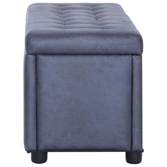 Pouf de rangement 87,5 cm Gris Similicuir daim – Image 3