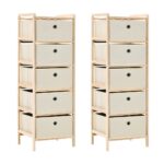 Étagères de rangement avec 5 paniers en tissu 2 pcs beige cèdre
