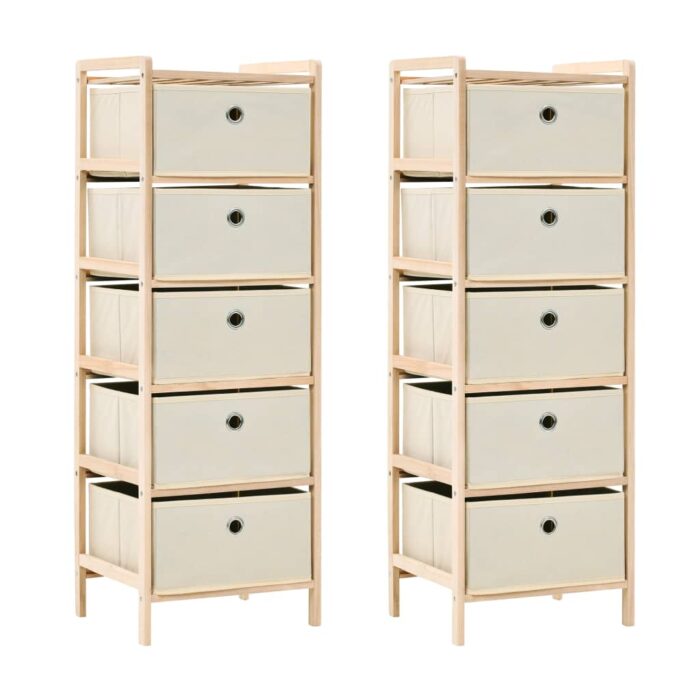 Étagères de rangement avec 5 paniers en tissu 2 pcs beige cèdre – Image 1