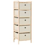Étagères de rangement avec 5 paniers en tissu 2 pcs beige cèdre – Image 2