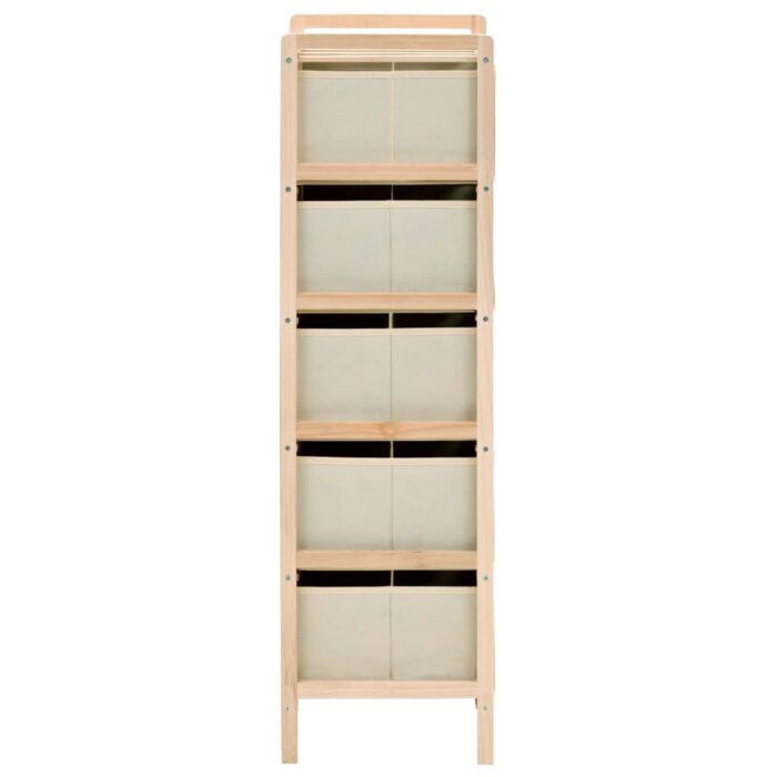 Étagères de rangement avec 5 paniers en tissu 2 pcs beige cèdre – Image 5