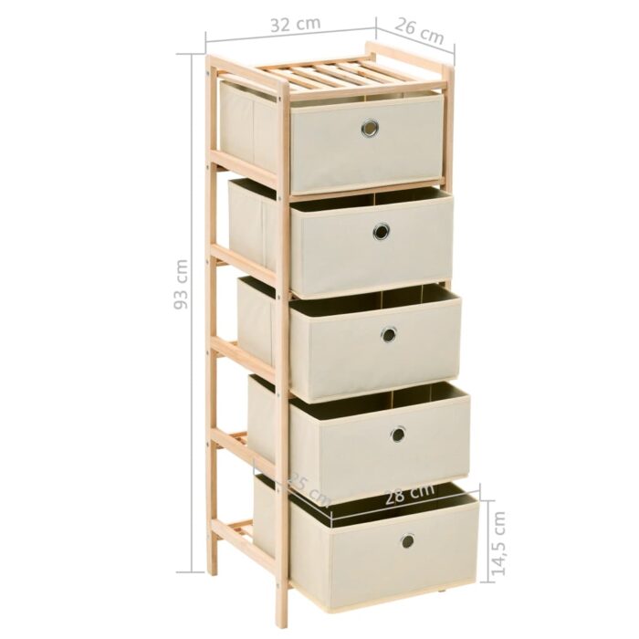 Étagères de rangement avec 5 paniers en tissu 2 pcs beige cèdre – Image 6