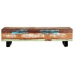 Table basse 120x50x30 cm Bois de récupération solide et acier – Image 2