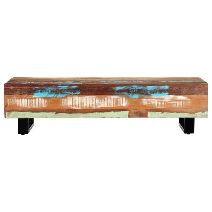 Table basse 120x50x30 cm Bois de récupération solide et acier – Image 2