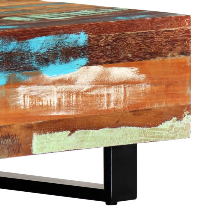 Table basse 120x50x30 cm Bois de récupération solide et acier – Image 4