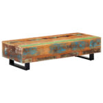 Table basse 120x50x30 cm Bois de récupération solide et acier – Image 7