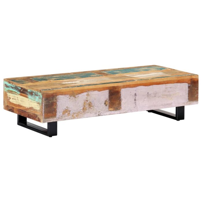 Table basse 120x50x30 cm Bois de récupération solide et acier – Image 8