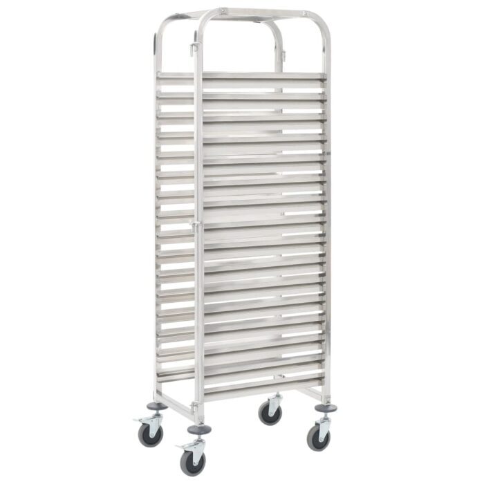 Chariot de cuisine pour 16 plateaux 38x55x163 cm Inox – Image 1