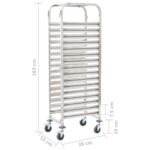 Chariot de cuisine pour 16 plateaux 38x55x163 cm Inox – Image 5