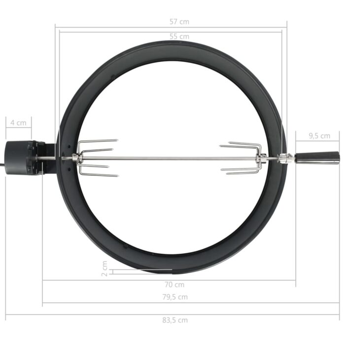 Kit d'anneau de rôtissoire de barbecue 57 cm Noir – Image 4