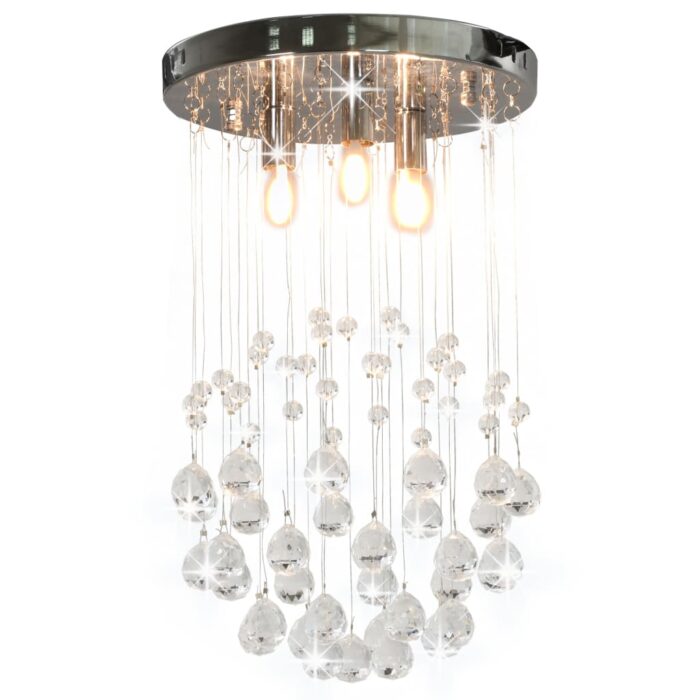 Plafonnier avec perles de cristal Argenté Sphère 3 ampoules G9 – Image 1