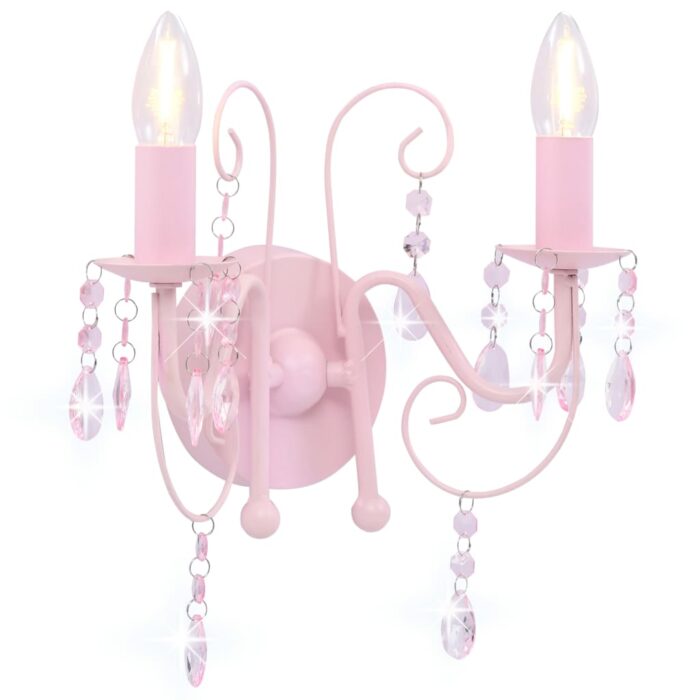 Applique murale à perles Rose 2 ampoules E14 – Image 1