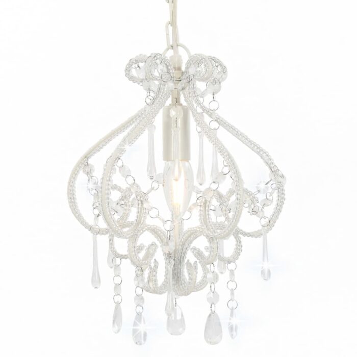 Plafonnier avec perles Blanc Rond E14 – Image 1