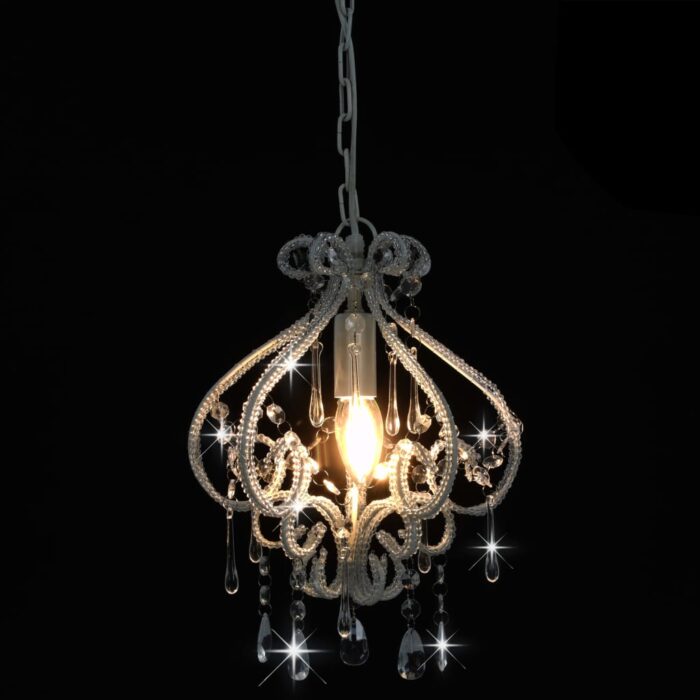 Plafonnier avec perles Blanc Rond E14 – Image 2