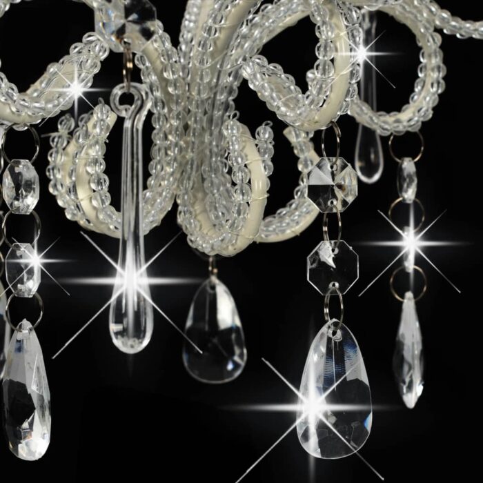 Plafonnier avec perles Blanc Rond E14 – Image 4
