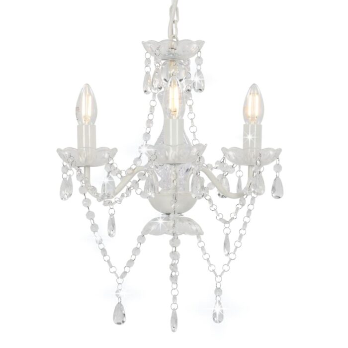 Lustre avec perles Blanc Rond 3 x E14 – Image 1