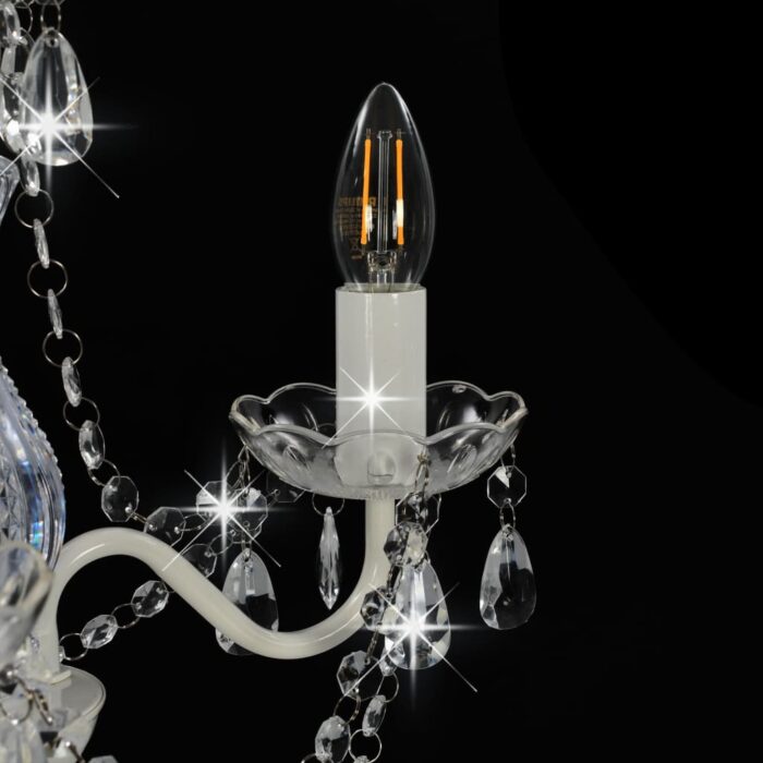 Lustre avec perles Blanc Rond 3 x E14 – Image 4
