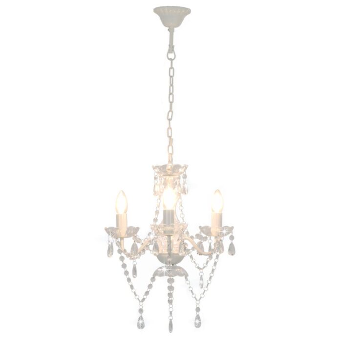 Lustre avec perles Blanc Rond 3 x E14 – Image 6