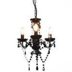 Lustre avec perles Noir Rond 3 x E14