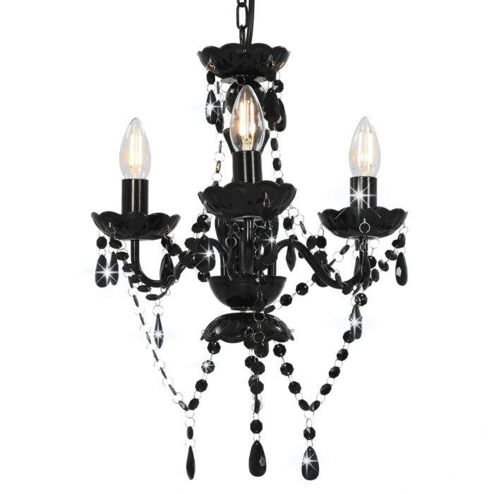 Lustre avec perles Noir Rond 3 x E14 – Image 2