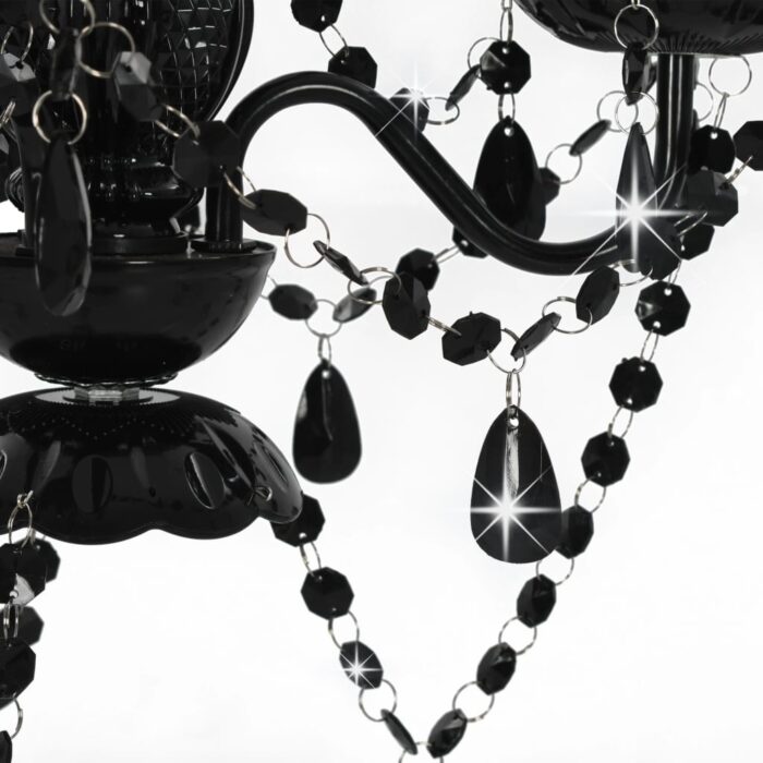 Lustre avec perles Noir Rond 3 x E14 – Image 6
