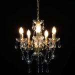 Lustre avec perles de cristal Doré Rond 5 x E14 – Image 2