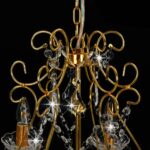 Lustre avec perles de cristal Doré Rond 6 x E14 – Image 3
