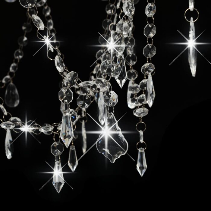 Lustre avec perles Blanc 8 ampoules E14 – Image 5