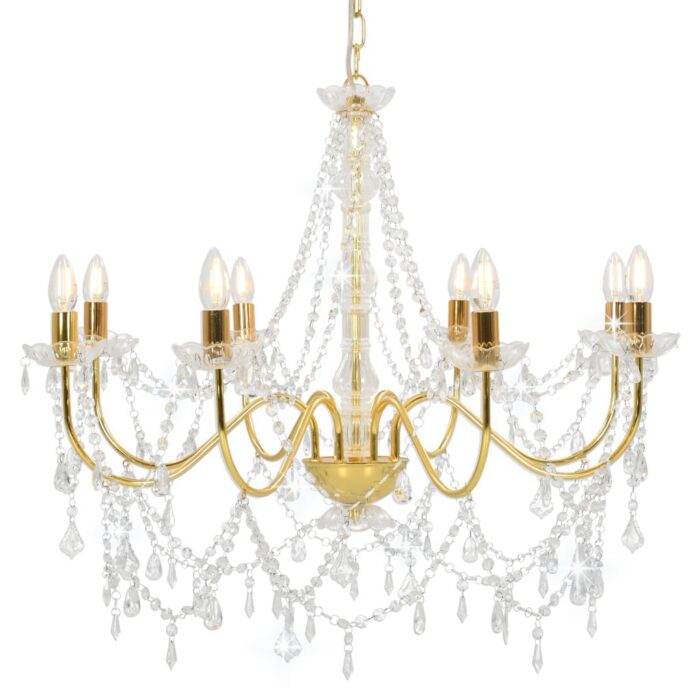VXL8719883573304_a_en_hd_1.jpg Lustre avec perles Doré 8 ampoules E14 – Image 1