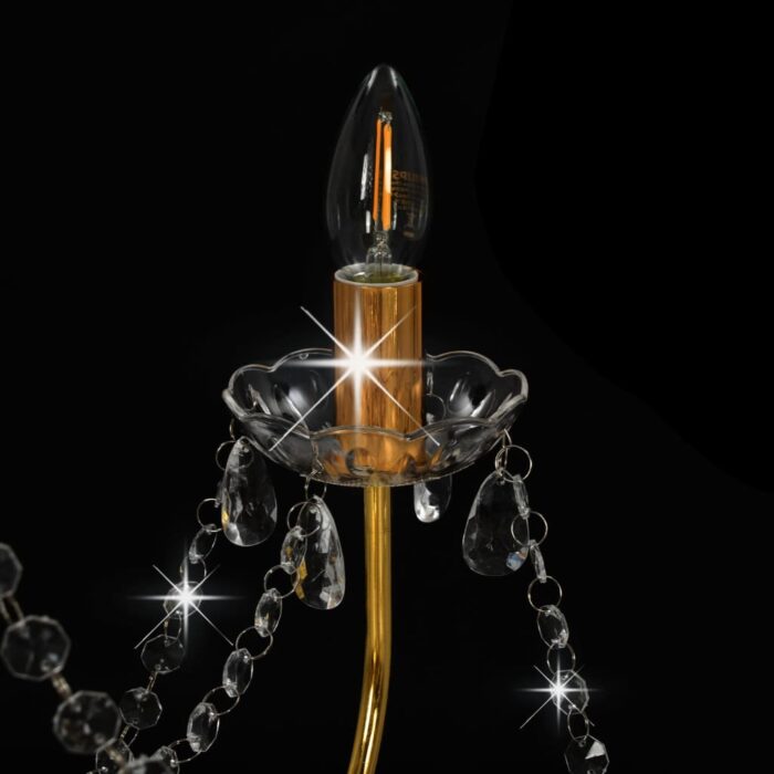 Lustre avec perles Doré 8 ampoules E14 – Image 4
