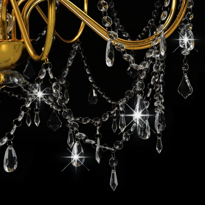 Lustre avec perles Doré 8 ampoules E14 – Image 5