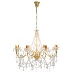 Lustre avec perles Doré 8 ampoules E14 – Image 6
