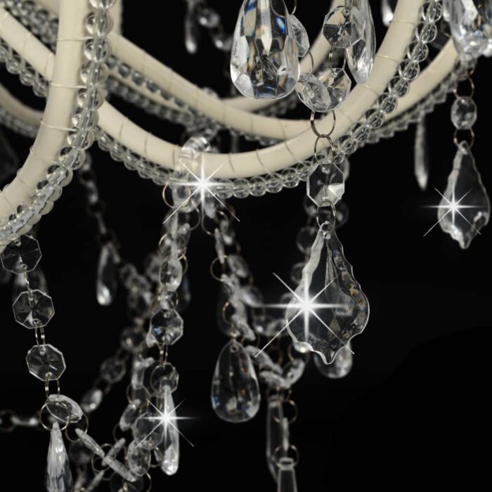 Lustre avec perles Blanc 12 ampoules E14 – Image 5