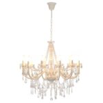 Lustre avec perles Blanc 12 ampoules E14 – Image 6