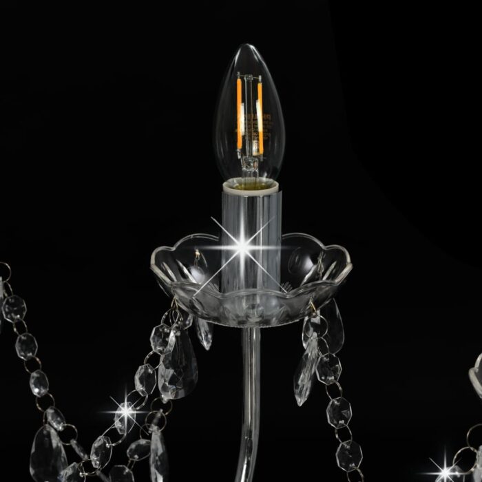 Lustre avec perles Argenté 12 ampoules E14 – Image 4