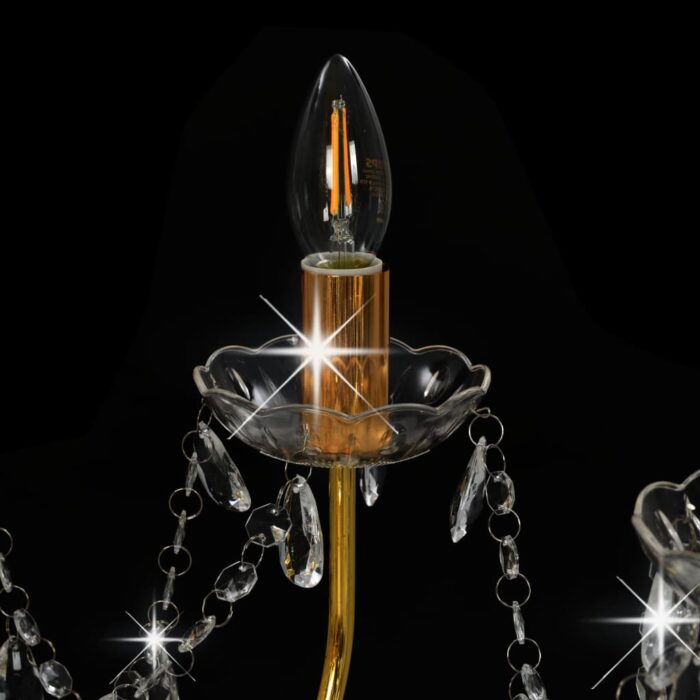 Lustre avec perles Doré 12 ampoules E14 – Image 4
